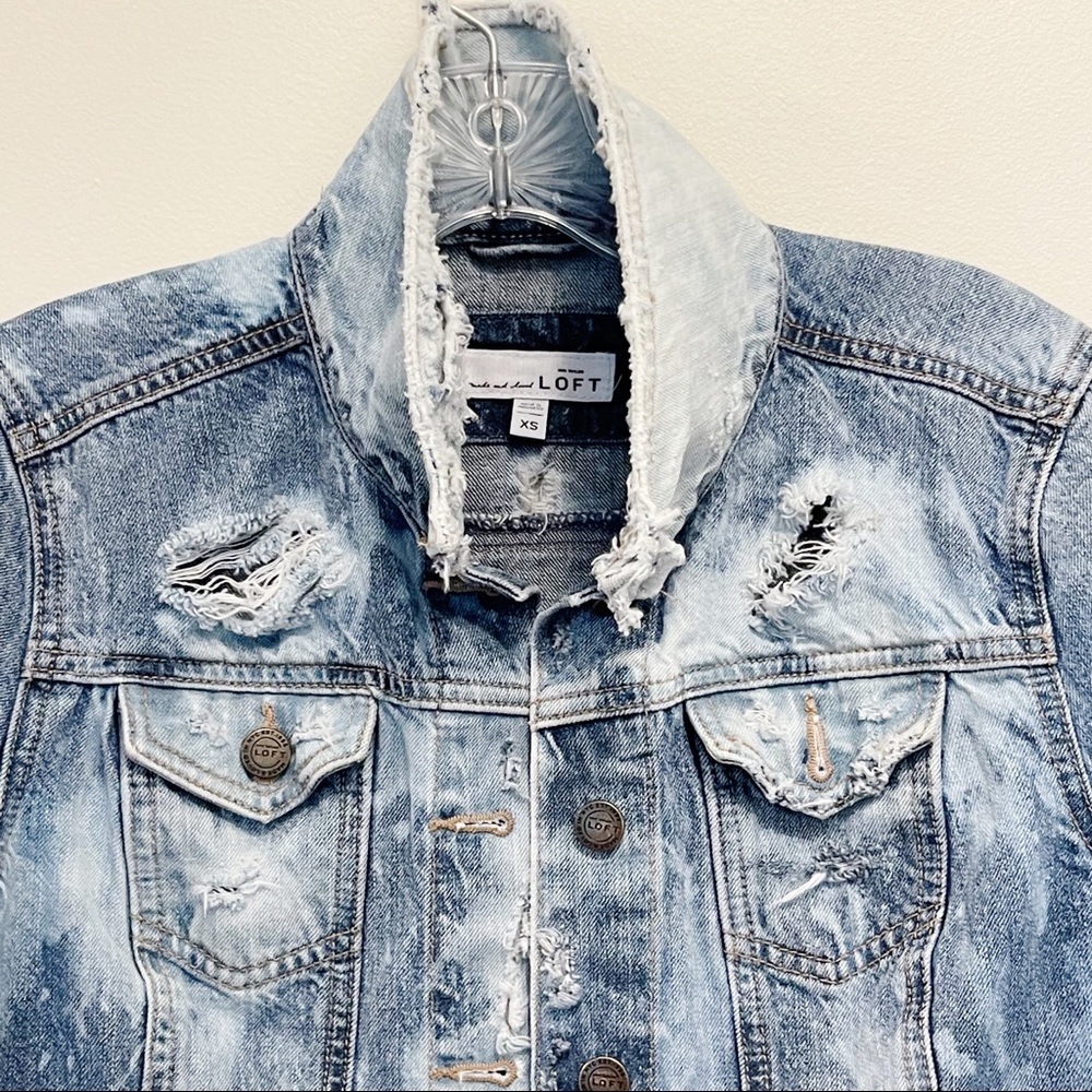 Loft Custom Upcycled Bleached/Distressed Denim Ja… - image 5